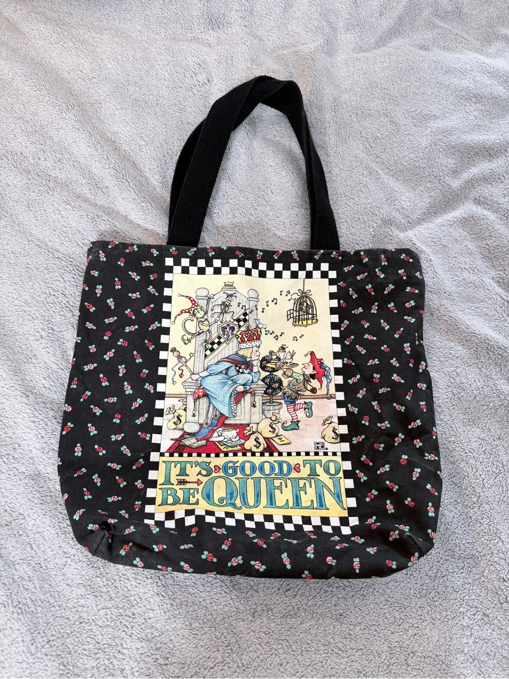 Vintage Mary Engelbreit "It's Good to Be Queen" Canvas Tote Bag
